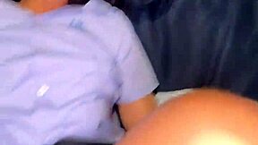 petite 18yo thai student in school uniform gets fucked missionary by european foreigner. he covers her cute face with huge interracial facial cumshot.