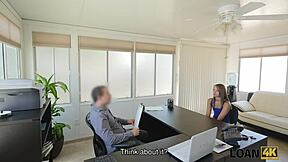 Hey, check how this seductive cutie Liza tastes that loan agent's dick in his office! 😏🍆