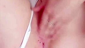 Hot Curvy College Hottie in White Panties Massages Natural Tits and Fingers Wet Shaved Pussy During Solo Homemade Masturbation