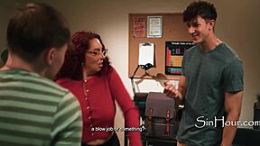 What kind of teacher lets herself get blackmailed into double penetration with a student?