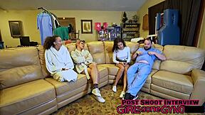 i got examined by nurse aria nicole in latex gloves, her petite shaved pussy spreading while tickling my feet backstage