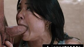 shocked lulu chu finds bdsm sex tape from neighbors seth gamble and kimmy kimm in rough ffm threesome 😱🔥