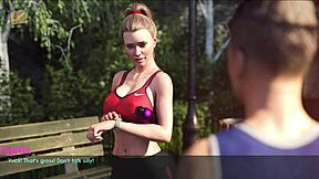 A wife and stepmother enjoy a casual jog together in the neighborhood