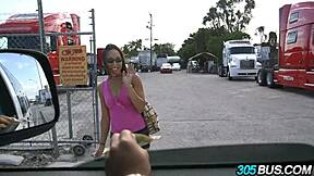 how does nerdy latina slut handle public bus fucking for cash as humiliated whore?