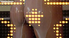 HOUSEWIFE GOING CRAZY in the kitchen with lipstick and natural tits showing through panties.