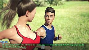 A wife and stepmother enjoy a casual jog together in the neighborhood