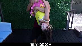 Tinyhoe narrative unfolds as petite 18+ latina teen stepsister Violet Gems gets stuck under table and fucked by stepbrother.