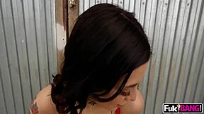 tabatha shows off her perfect booty in public with deepthroat and cowgirl action outdoors