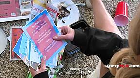 This petite milf snuck a wand up her pussy at the costume party while wearing glasses and staying incognito.