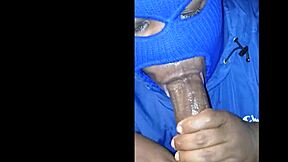 masked lady wet up her jacket sucking on bbc but contrasts with curvy amateur homemade blowjob leading to cum covered finish