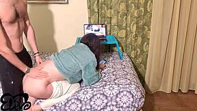 This stud fucks me doggy style while I watch old hot videos