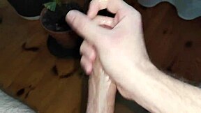 Young guy masturbates with huge cum in homemade solo session