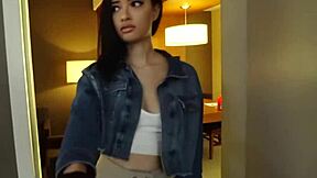 First time for scarlett bloom? Cute latina teen strips panties and rides big cock in casting interview.