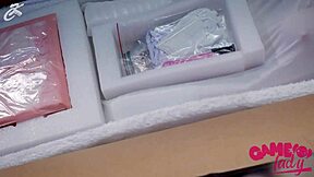 Overwhelmed with Excitement Fucking My Brand New Cute Blonde Fuckdoll for the First Time Using Dildo in Assplay