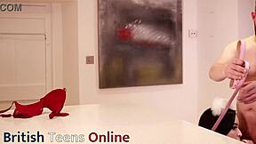 Collared British 18 Year Old Gets Fucked Hard In The Kitchen!