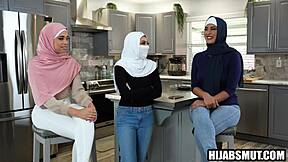 hot muslim girls in first-time group fuck with blowjob and hardcore 4some action