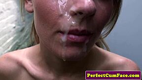 Pigtail student offers blowjob and gets facialized outdoors to boost her grades with teacher.