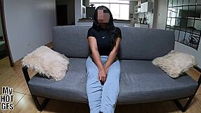 She rides his small cock missionary style in homemade latina girlfriend creampie until wet pussy drips.