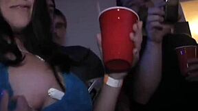 Lesbo pussy toyed as others watch? How does hardcore outdoor party with big tits teen muff diving and toys feel in public?