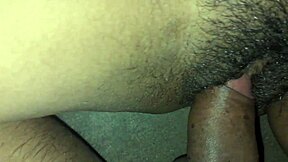 Wifi guy collects payment by licking and fucking skinny hairy prostitute's gaping pussy