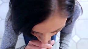 Clothed hottie sucks big cock