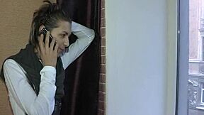 Man Sits and Stares at Hardcore Blowjob and Fucking with Wet Pussy Action