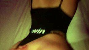 latina riding screams while taking big cock in shaved cameltoe pussy during interracial homemade sex with muscular bodybuilder