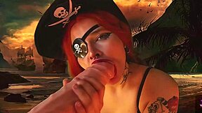 pirate girl experiences wild orgasms from vibrators filling all her orifices in this solo session