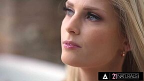 21 naturals perfect blonde Candee Licious starts day with big cock deepthroat in cute butt.