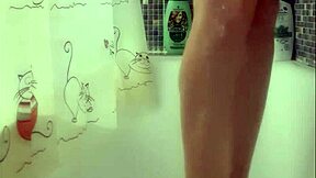 Hey, check out this busty teen 18+ washing her perfect feet in the shower