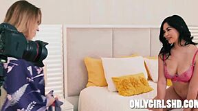 Anna Claire Clouds and Scarlett Alexis enjoy hardcore scissoring in the bedroom before their Italian trip as petite European teens.