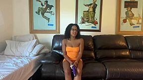 sascha dives into her first interracial casting with handjob and toy play on shaved pussy