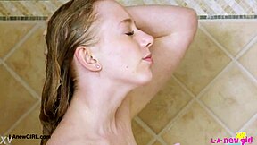 bright-eyed blonde took a shower but i think she forgot somethin... wait