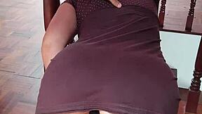 Intense bent over doggystyle fucking for young housewife stepmom with big natural tits and hairy pussy.