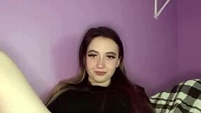 Hey, this young amateur teen 18+ pulls panties aside to rub her puffy pussy gently