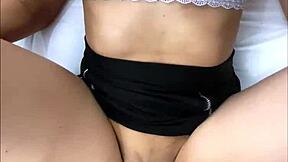 Petite tetona with big tits gets missionary pounding after school in cheating creampie orgasm.