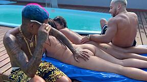 party at the mansion pool with my friend's wife and her young stepdaughter