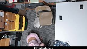 Security Guard Punishes Shoplifter Teen Hard in Back Office