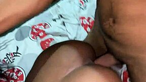 brunette couple does hardcore interracial sex with blowjob doggystyle missionary in lingerie stockings