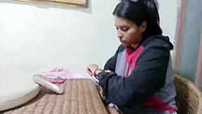 Stepfather fingers tight wet pussy of cute teen in homemade video with deepthroat and moaning