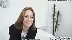 During the casting interview, the mature woman gets seduced by the agent. Things turn nasty with hardcore fucking and small tits action.