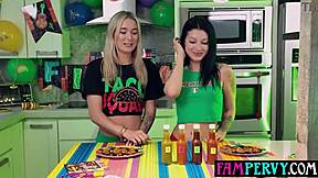 Stepsisters start with hot sauce challenge but end up in wild threesome with stepbro