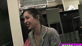 These horny hottie babes, all petite brunettes, reveal their pink juicy pussies for some intense lesbian fucking.