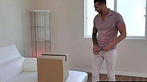 Step Dad Punishes Both Stepdaughters with Rough Threesome Riding on Sofa Until Orgasm