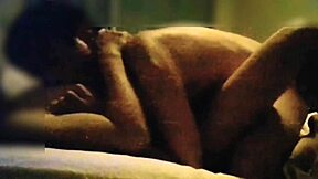 Sexy wife in red lingerie tempts for secret sex with cowgirl riding and handjob close up