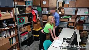 platinum blonde teen 18+ faces hardcore action in office? lp officer spots her for police uniform compilation.