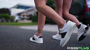 2 Horny Blonde Bikini Babes Fucking Their Neighbour!