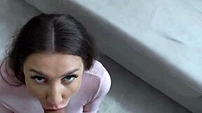 Hot brunette teen breaks handcuffs and hides for quick rough sex with cute moans.