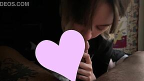 Sweet Girl Deep Throats While Getting Caressed in Dorm Room with Goth Glasses