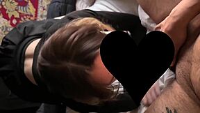 Sweet Girl Deep Throats While Getting Caressed in Dorm Room with Goth Glasses